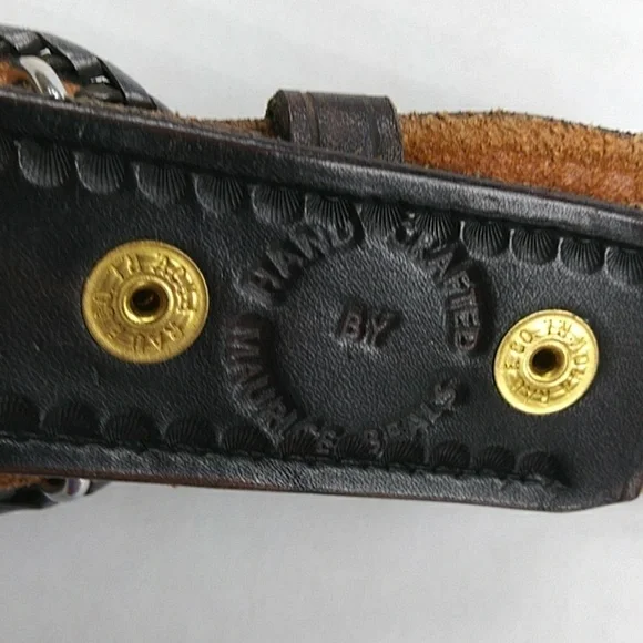 Vtg. Maurice Beals Hand Crafted Leather Belt/Hand Crafted  display picture 1